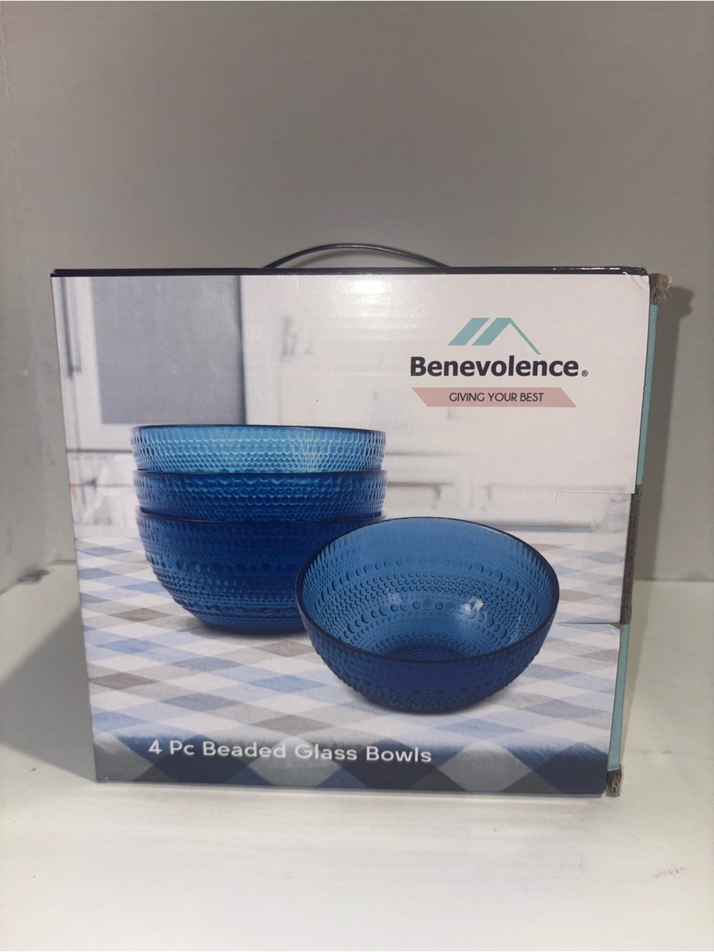 Benevolence Blue 4-Piece Beaded Glass Bowls (I have the plates set available too